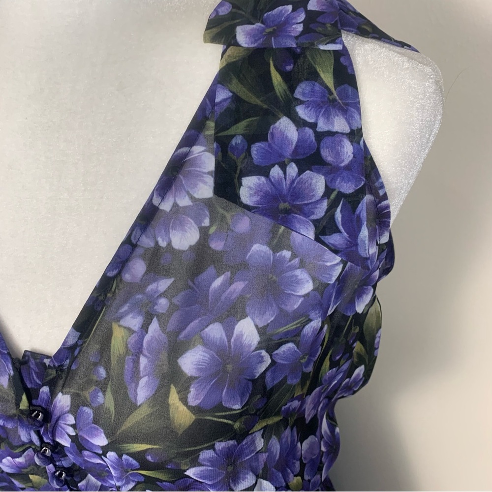 The Kooples Hortensia Floral Chiffon Pleated Maxi Dress - Picture 12 of 13